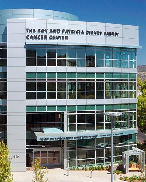 External view of the Roy and Patricia Disney Family Cancer Center in Southern California.