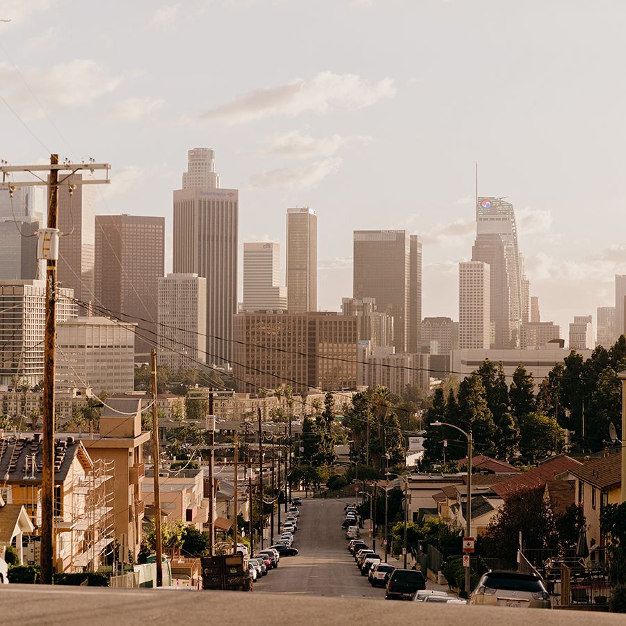 Downtown Los Angeles skyline in California.