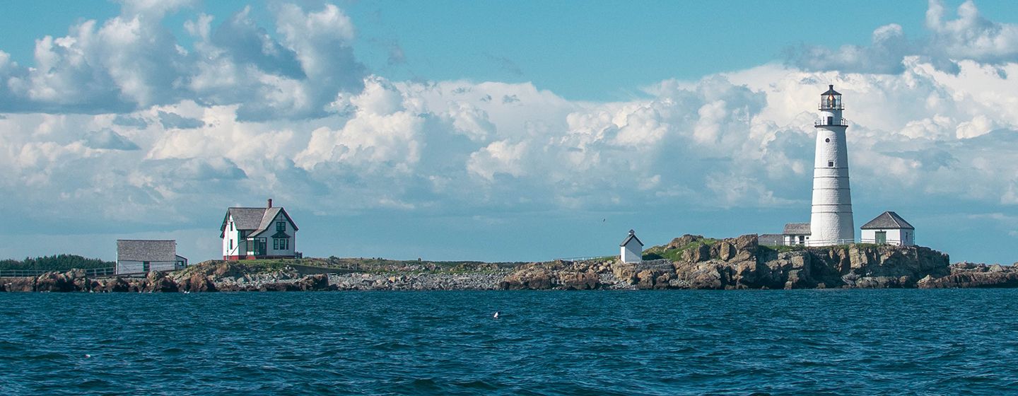 Lighthouse by the ocean in the state of Massachusetts.