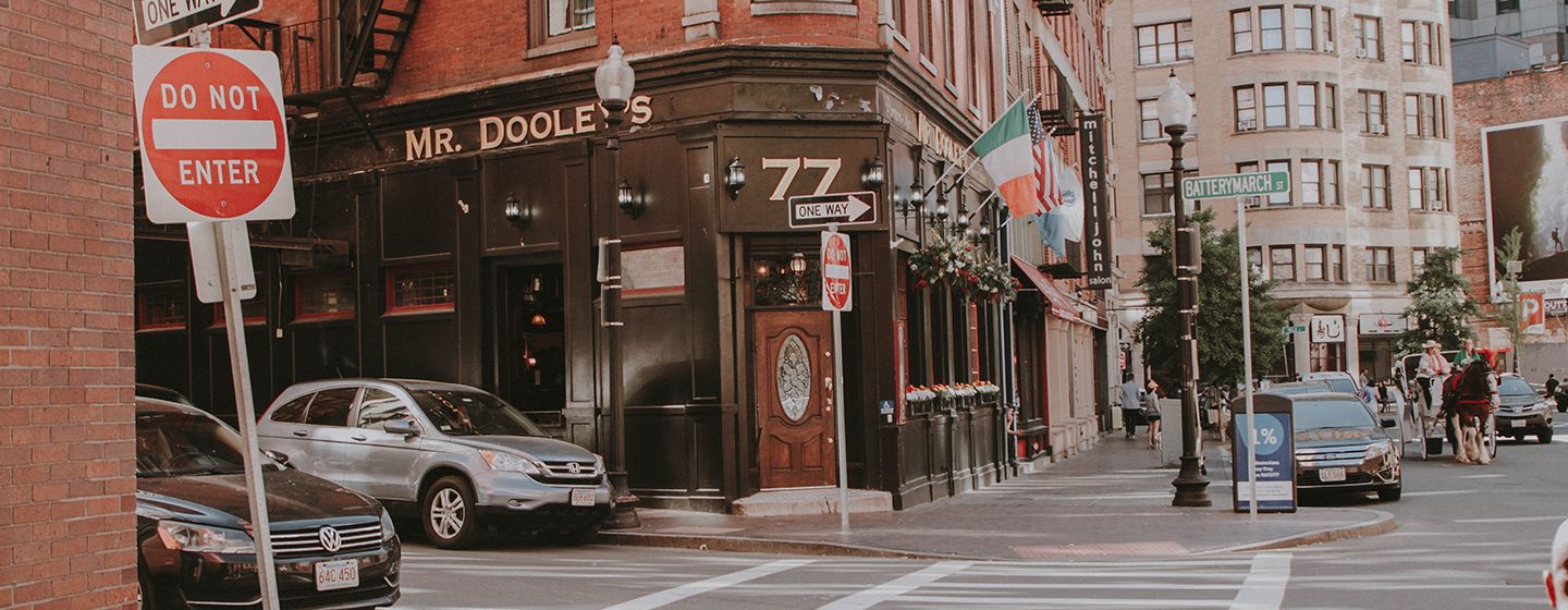 Downtown at the ground level at daytime in the state of Massachusetts.
