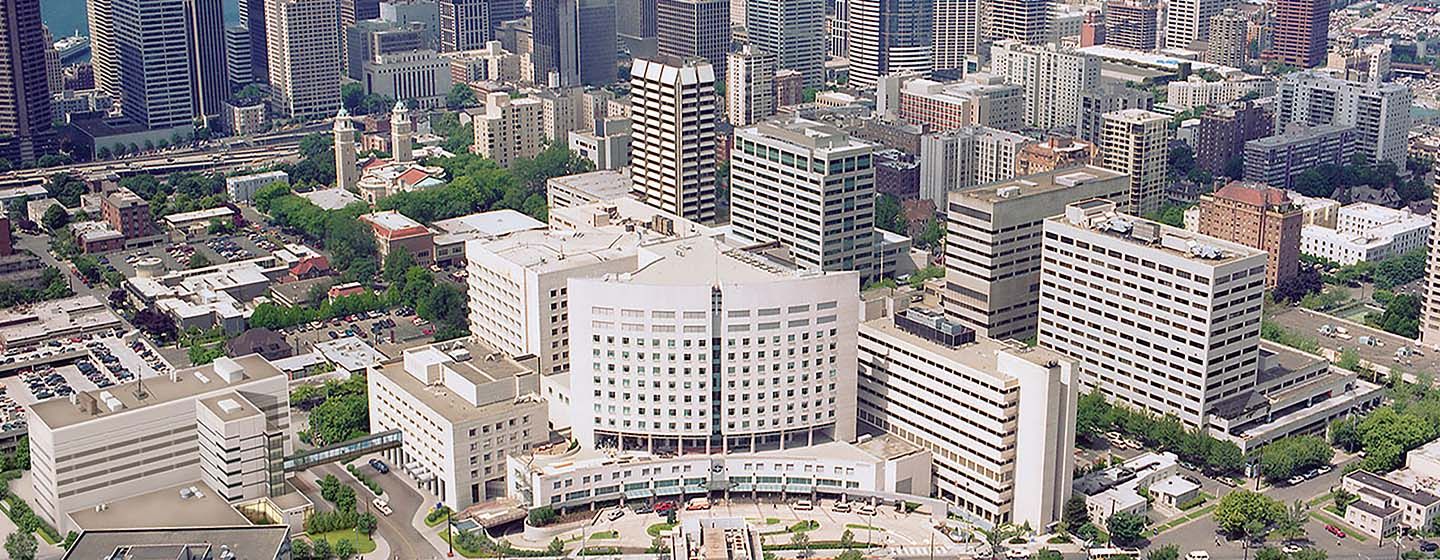 PS&D partner Swedish First Hill Campus in Seattle, aerial view.
